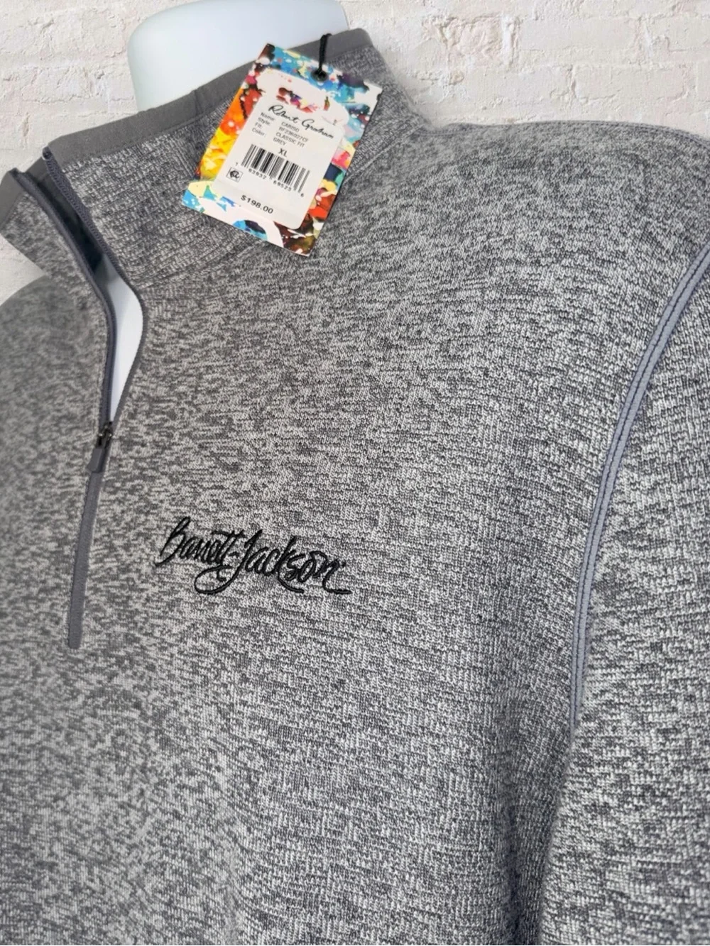 Robert Graham Cariso Luxury Quarter Zip Pullover XL Gray Heathered NWT
